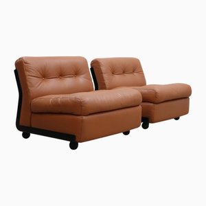 Poltrone Amanta in pelle di Mario Bellini per C&B Italia, anni '60, set di 2