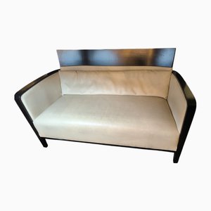 Sofa aus Leder & Holz, 1950er