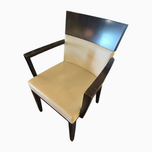 Sedia in legno e pelle, anni '50