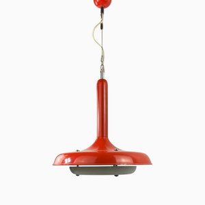 Space Age Orange-White Metal Pendant Lamp by Tibor Nádai, 1960s