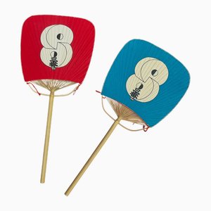 Japanische Edo Firefighters To-Gumi Ventilatoren, 1960er, 2er Set