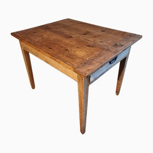 Antique 19th Century French Farmhouse Table with Drawer in Oak and Pine