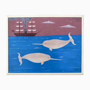 Matt Rix, Narwhals and Steamship, 2000er, Ölgemälde