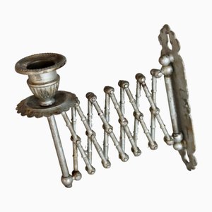 Teleskopischer Vintage Wandkerzenhalter aus Silbernem Metall, 1950er