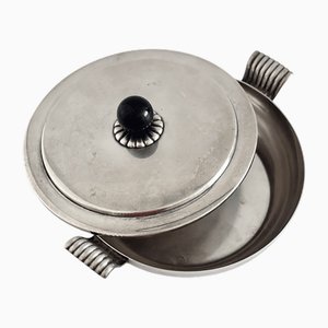 Versilberte Art Deco Schale mit Deckel von CG Hallberg, Schweden, 1930er