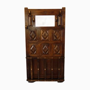 Folk Art Garderobe aus geschnitztem Holz, 1960er
