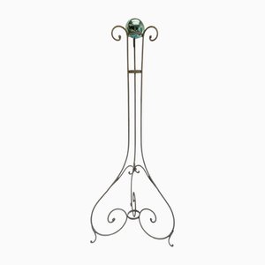 Soporte francés de hierro forjado para bola de brujas, siglo XIX