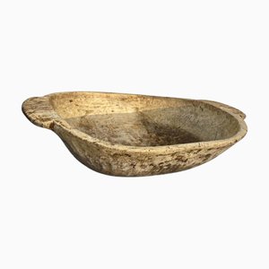 Große rustikale handgeschnitzte Holz Teigschüssel, 1890er