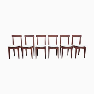 Sedie vintage in teak e tessuto bianco, anni '50, set di 6