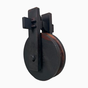 Antique Japanese Wooden Pulley, 1890s