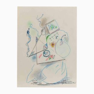 Kurt Delbanco, Composizione astratta, Tecnica mista su carta, 1993