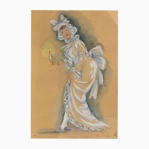 Da Lucie Navier, The Night Walk, Mixed Media Drawing, metà del XX secolo