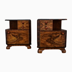 Vintage Art Deco Bedside Tables, Czechoslovakia, 1939, Set of 2