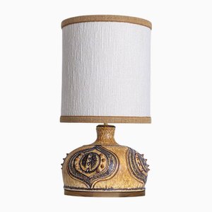 Lampe avec Abat-jour en Céramique Jaune et Cognac de Axella par R. Houben, Danemark, 1970s