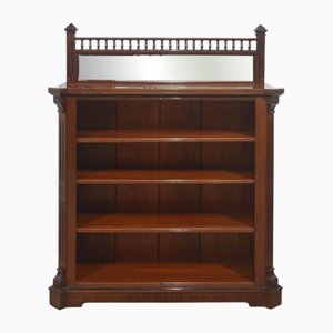 Open Bookcase in Mahogany with Mirror Back