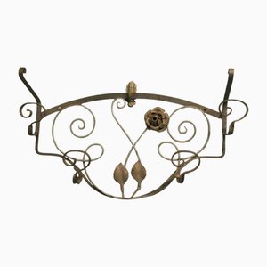 Hall Coat Rack in Iron and Gilt with Mirror, 1930