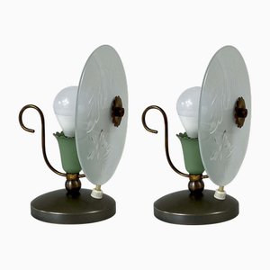 Lampade da tavolo Mid-Century in vetro inciso, Italia, anni '50, set di 2