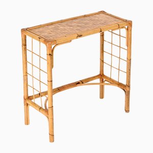 Table Console Mid-Century en Bambou, Rotin et Osier attribuée à Franco Albini, Italie, 1970