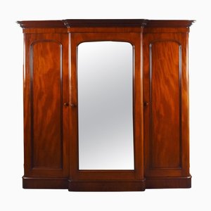 Victorian Breakfront Triple Wardrobe in Mahogany, 1880