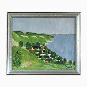 Hillside by the Sea, Oil Painting, Framed