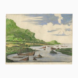 Van Beecq, Cortés Scuttling Ships at Veracruz, 1690, Papier, Encadré