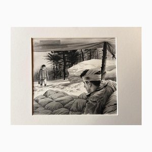 Charles Burki, Wounded Soldier and Winter Visitor, 1955, Paper