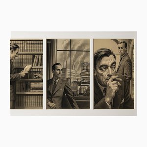 Charles Burki, ilustraciones empresariales, años 60, papel, Juego de 4