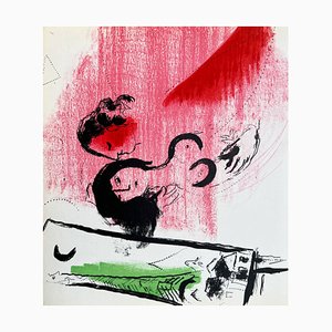 Marc Chagall, Torre Eiffel in verde con nudo, 1957, Litografia