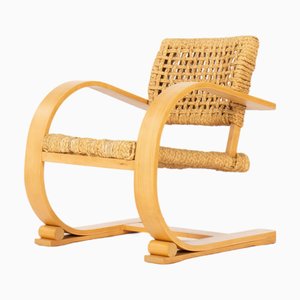 Vintage French Armchair in Rope and Beech by Adrien Audoux & Frida Minet, 1950s