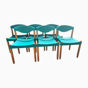 Sillas Strax en turquesa de Hartmut Lohmeyer para Casala, 1981. Juego de 6