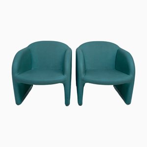 Turquoise Club Chairs, 1980s, Set of 2