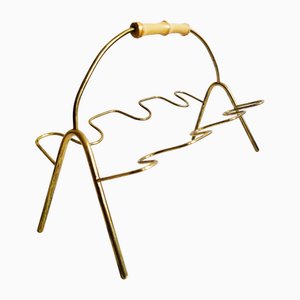 Mid-Century Modern Bamboo and Brass Cognac Glass Rack, 1950s