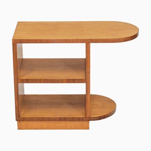 Art Deco English Maple & Walnut Tiered Side Table, 1930s