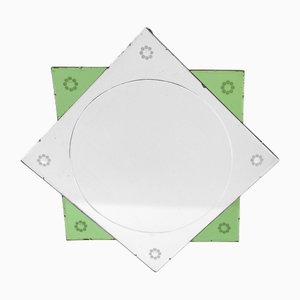 Specchio da parete Art Déco verde a otto punte, Regno Unito, anni '30