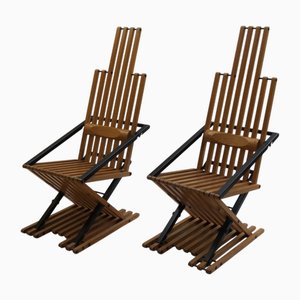 Chaise longue Mid-Century moderne in legno, 1979, set di 2