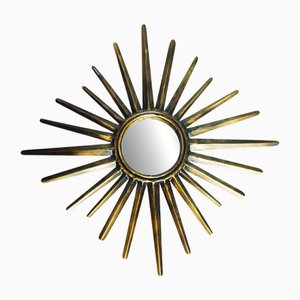 Vintage Golden Sun Mirror with Elongated Rays