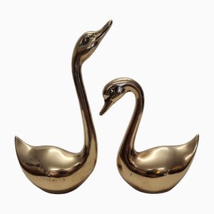 Cigni Hollywood Regency in ottone, anni '70, set di 2
