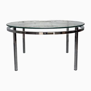 Vintage Bauhaus Glass Table on Chrome Base, 1970s