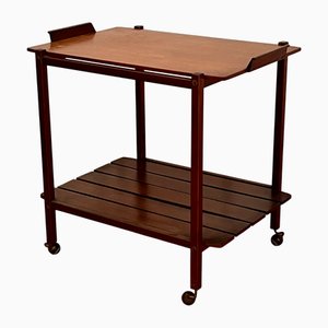 Carrito de servicio italiano Mid-Century moderno de palisandro y teca con bandeja, años 60