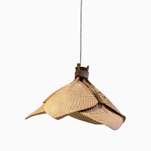 Lampada a sospensione fatta a mano in vimini, anni '70