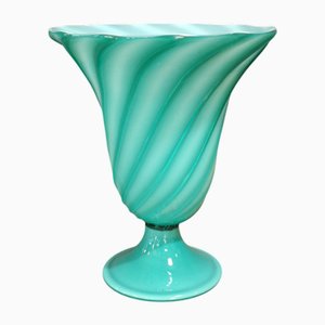 Blown and Cased Glass Vase with Small Ribs, Italy, 1960s