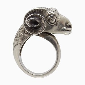 Widderkopf Ring aus 925 Silber, 1960er