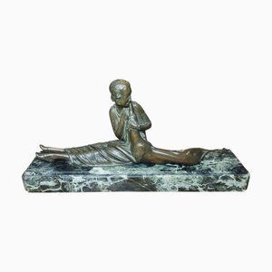 Demetre Chiparus, Dama con segugio, anni '20-'40, bronzo e marmo