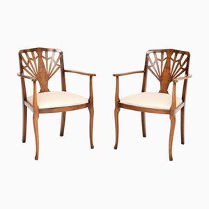 Poltrone Art Deco in noce, 1920, set di 2