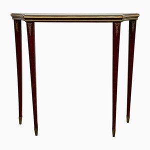Table Console Vintage Laquée Dorée avec Détails en Laiton, 1950s