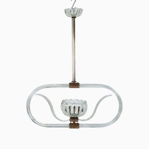 Lámpara colgante Art Déco de cristal de Murano claro, años 30