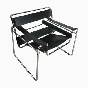 Wassily Stuhl aus Stahl & Leder von Marcel Breuer für Gavina, 1960er