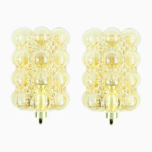 Lampade da parete Mid-Century moderne in vetro ambrato di Helena Tynell per Limburg, anni '60, set di 2