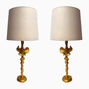 Lampade in metallo dorato di Nicolas De Waël per Fondica, Francia, inizio XXI secolo, set di 2