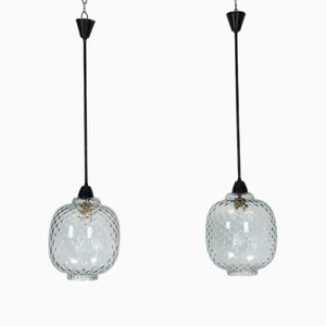 Lampade Mid-Century moderne in vetro di Murano fumé, Italia, anni '50, set di 2